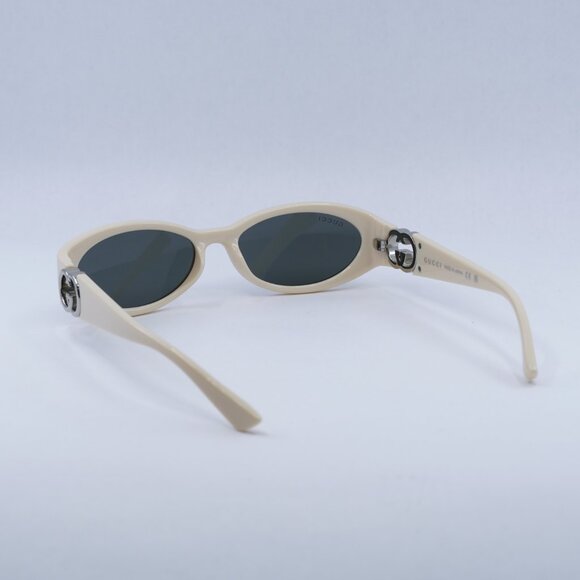?️ New Gucci GG1660S 004 Sunglasses - Shiny Ivory Frame, Grey Lenses
